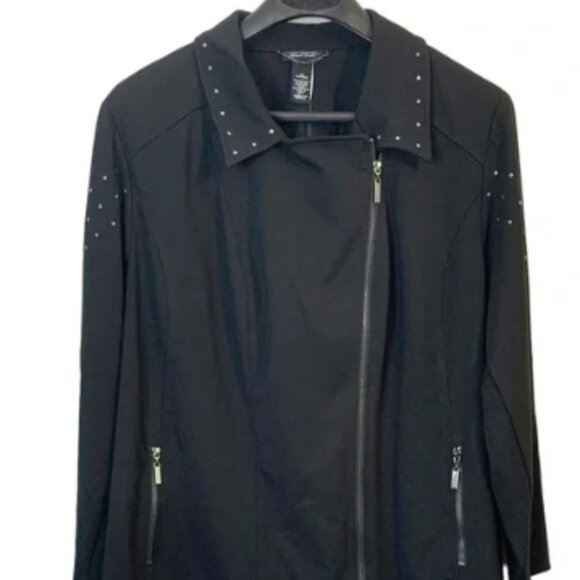 Catherine's Black Label jacket Moto-style Jacket Asymmetrical Zipper Size 0X - Picture 1 of 6